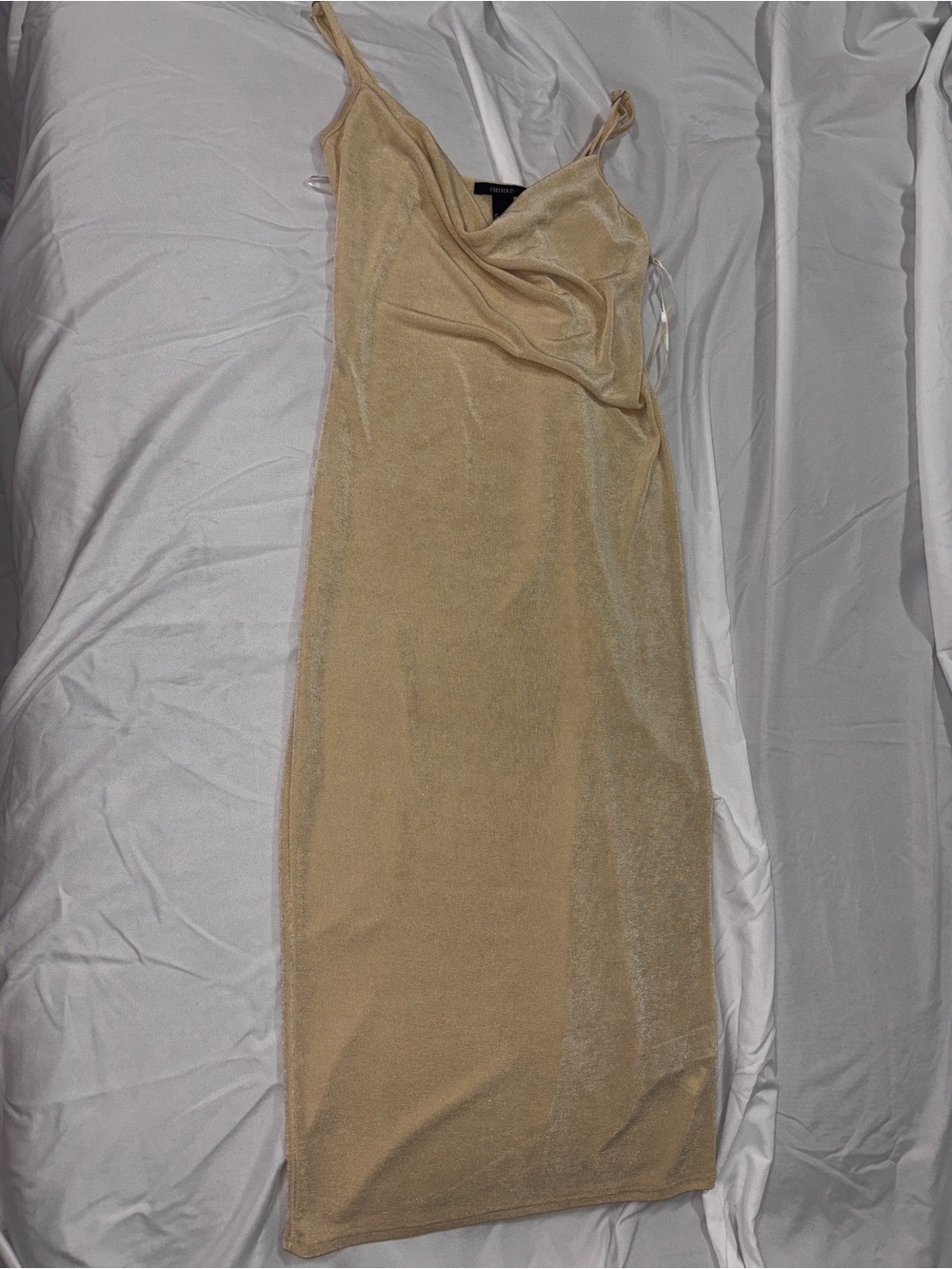 Body Cowl Midi Dress - Beige